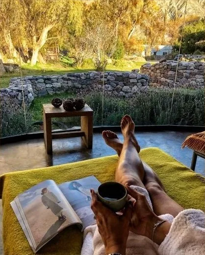 Resting with a book and an infusion by the spa window